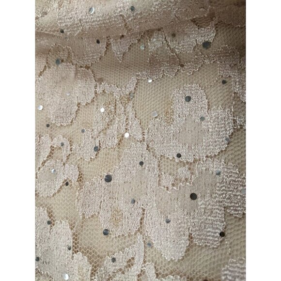 WOMEN'S CHAMPAGNE BEIGE LACE STRAPLESS GOWN FEATHER DETAIL - DEB - SIZE 11 - Picture 5 of 9